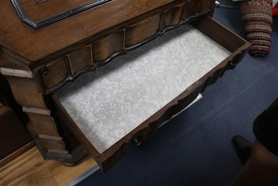 A mid 18th century Dutch Colonial ebony and teak bureau W.100cm